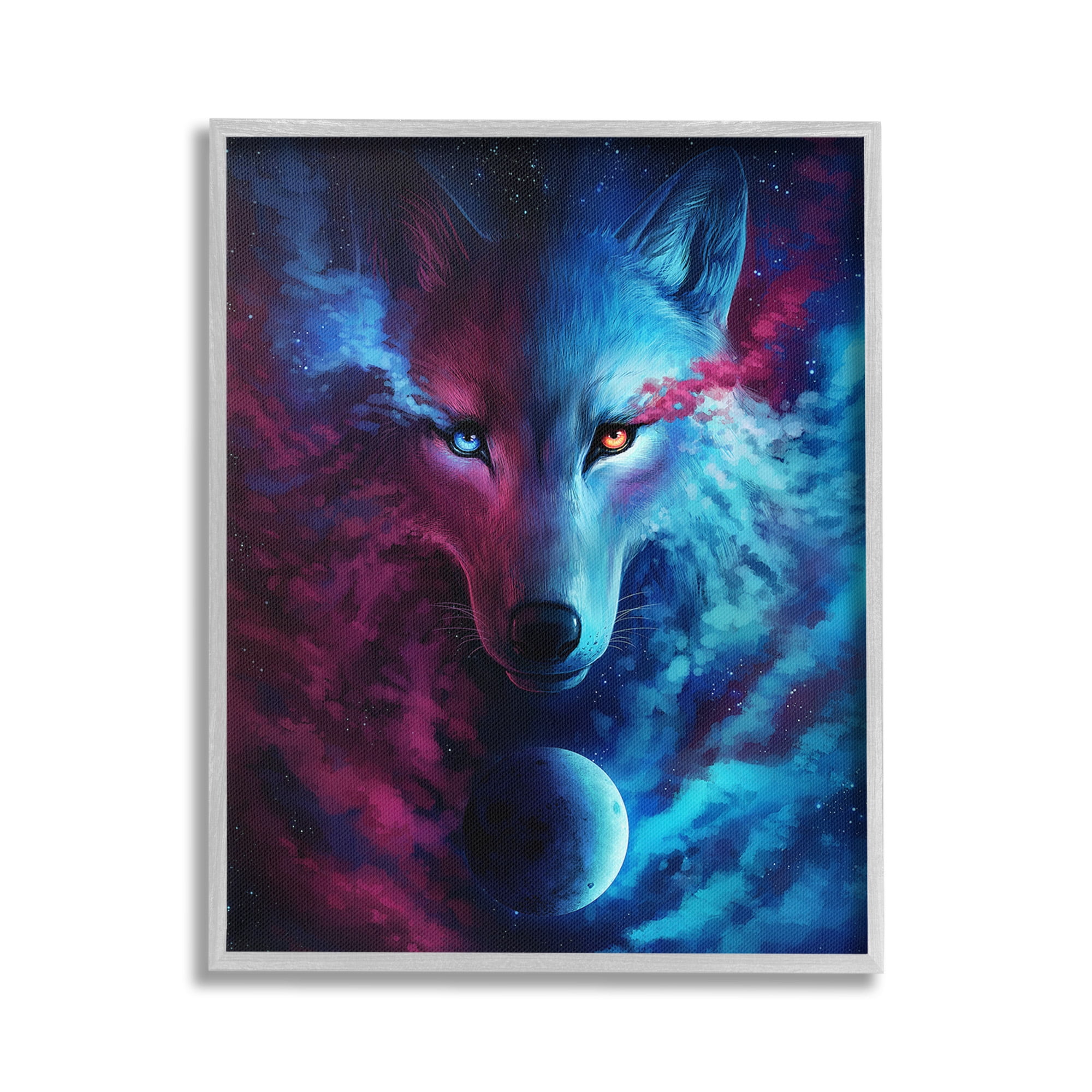 Stupell Industries Ombre Wolf & Clouds Animals & Insects Painting Gray Framed Art Print Wall Art, 16 x 20