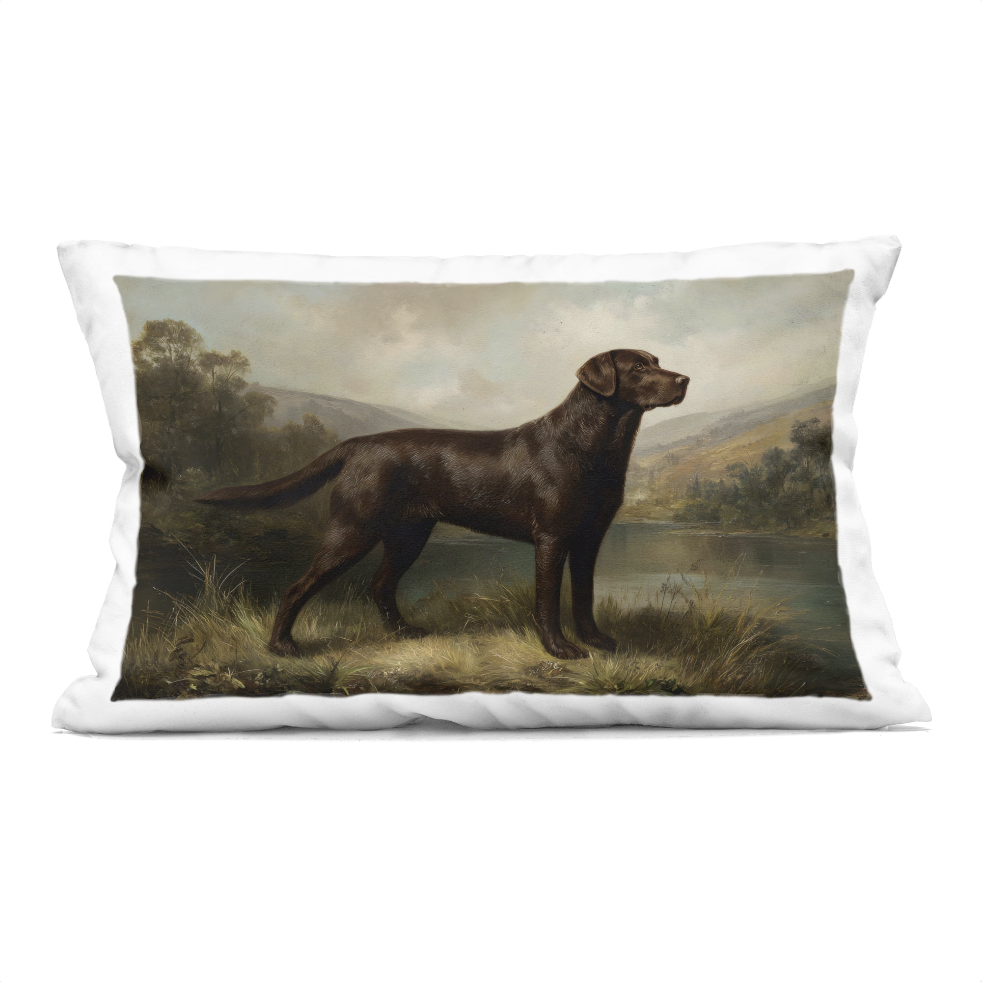 Stupell Industries On Alert Brown Labrador Decorative Printed Throw Pillow, design by Petal Prints Design, 14 x 7 x 20