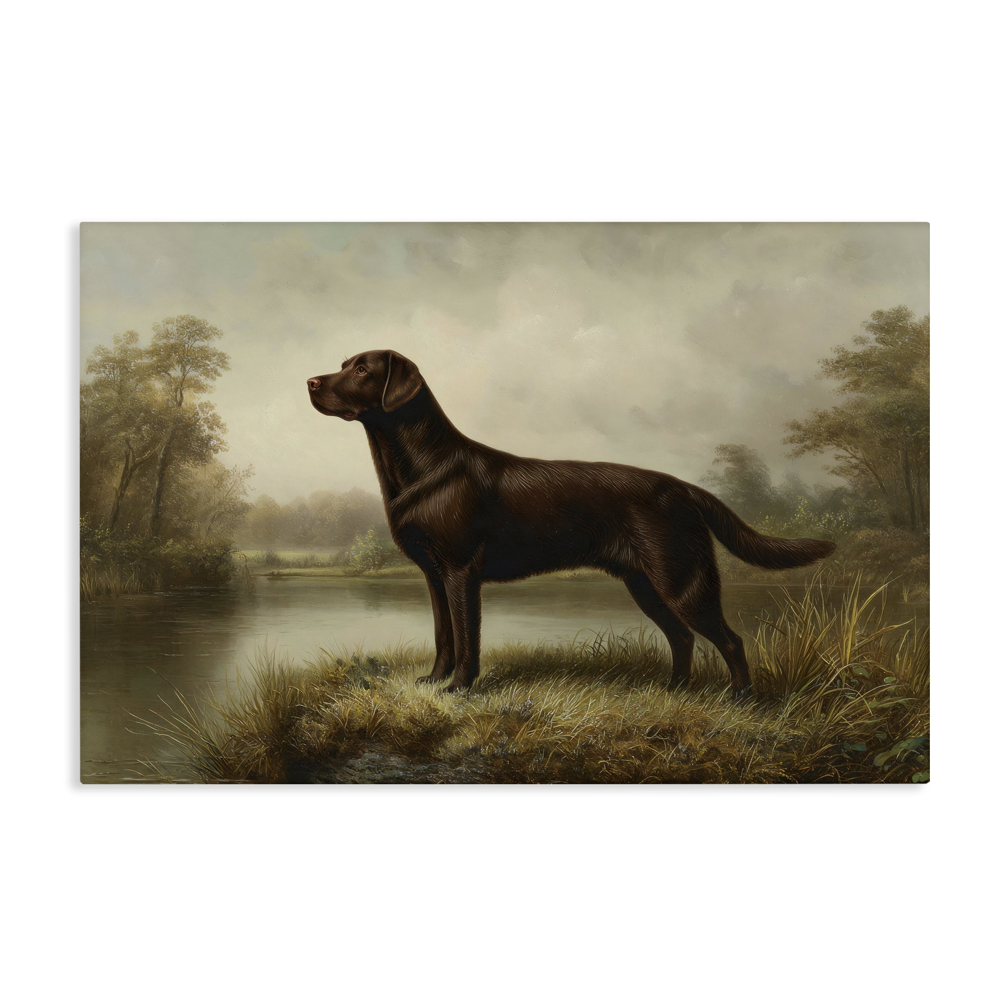 Stupell Industries On Alert Chocolate Lab Canvas Wall Art, design by Petal Prints Design