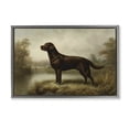 thumbnail image 1 of Stupell Industries Traditional On Alert Chocolate Lab Gray Floating Frame Canvas Art, 25 x 17, by Petals Prints Design, 1 of 8