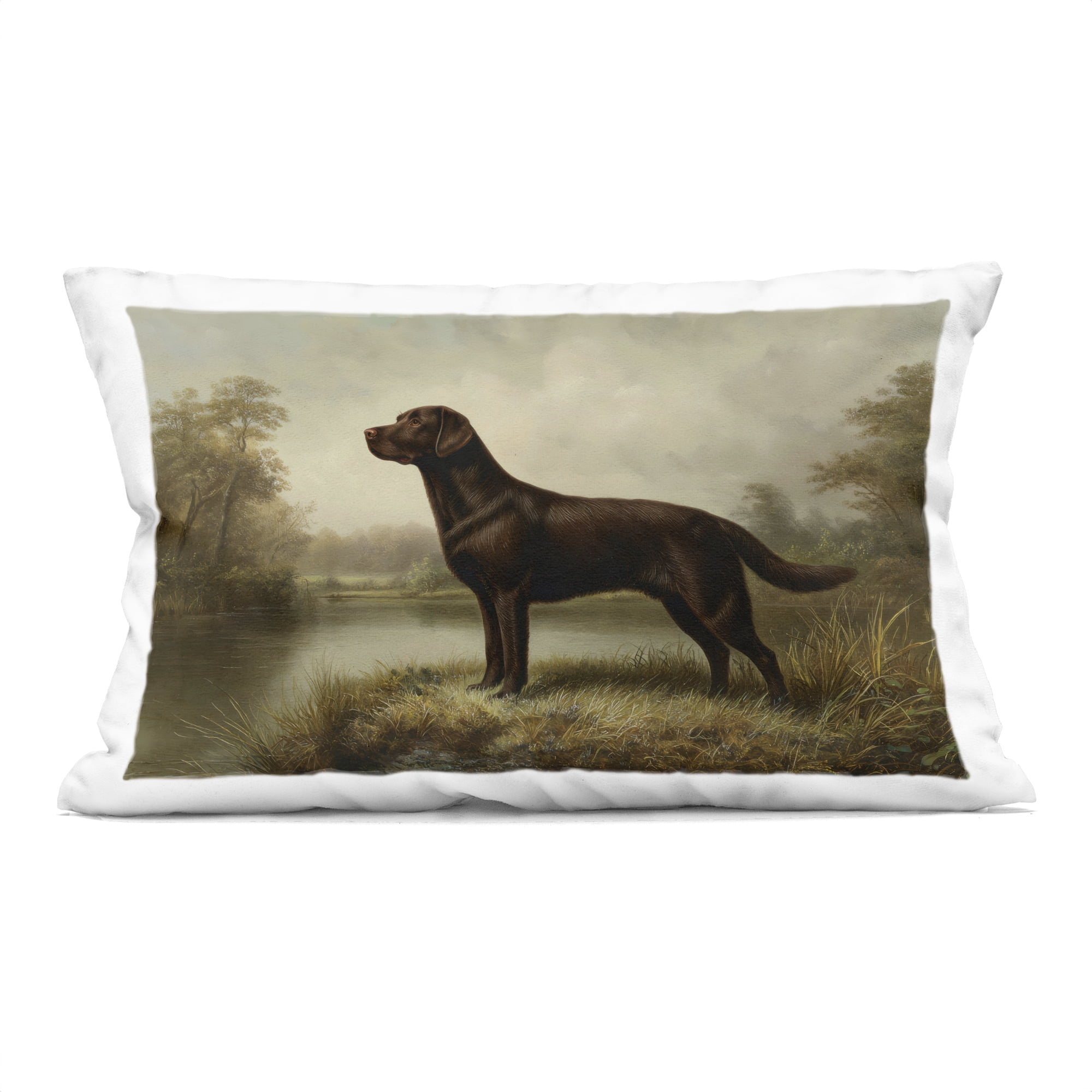 Stupell Industries On Alert Chocolate Labrador Decorative Printed Throw Pillow, design by Petal Prints Design, 14 x 7 x 20