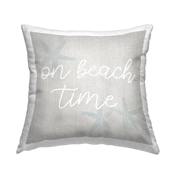 Stupell Industries On Beach Time Beige Starfish Printed Throw Pillow Design by Daphne Polselli
