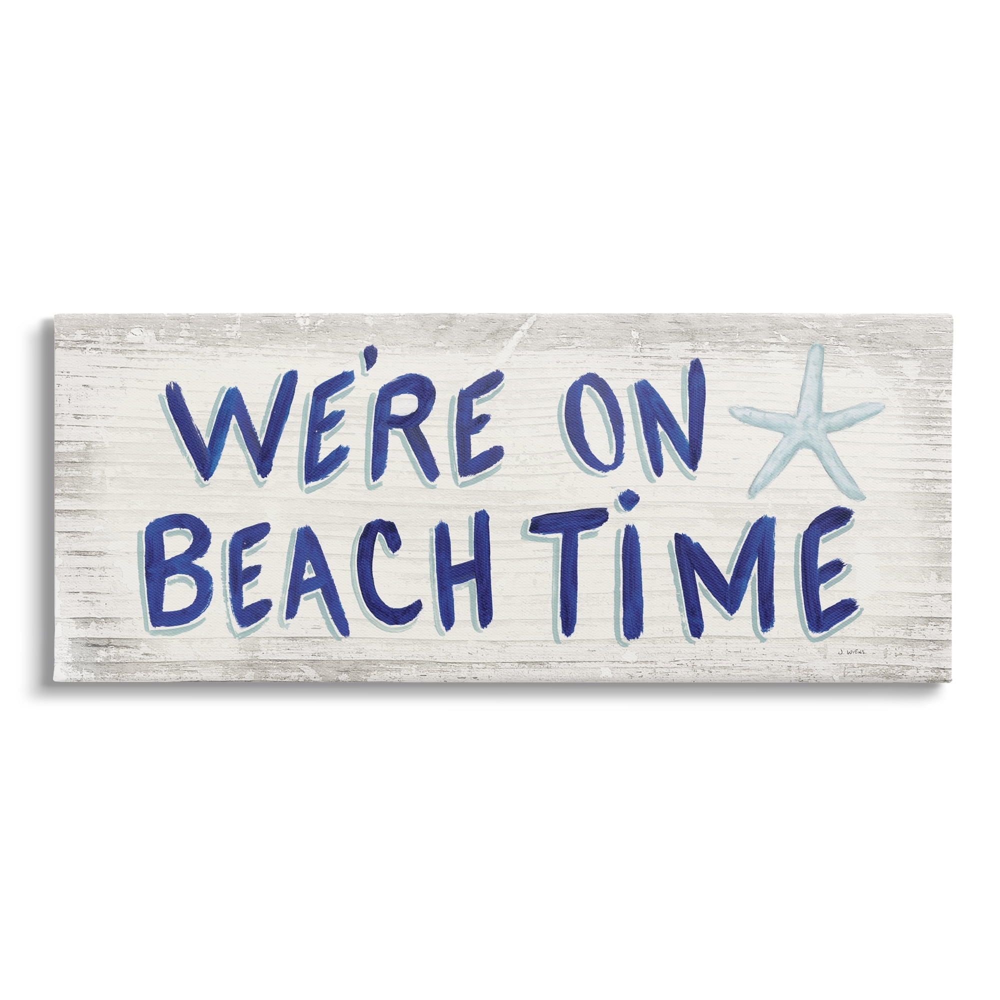 Stupell Industries On Beach Time Phrase Nature Painting Gallery Wrapped Canvas Print Wall Art, 24 x 10
