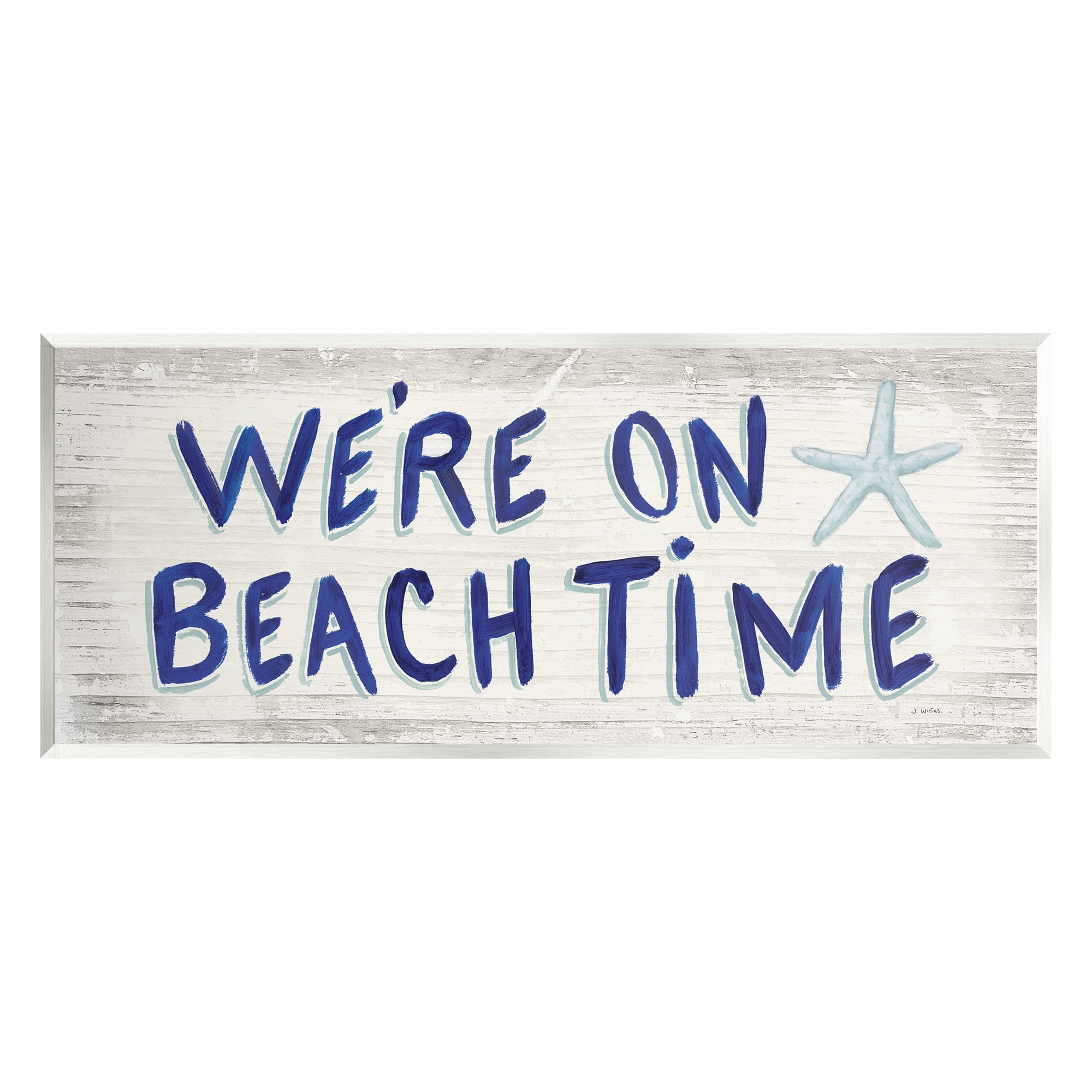 Stupell Industries On Beach Time Phrase Nature Painting Unframed Art Print Wall Art, 17 x 7