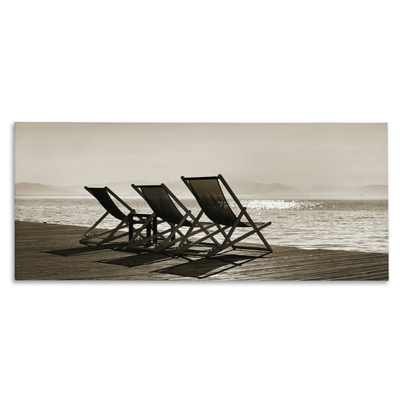 Stupell Industries On Deck Beach Chairs Coastal Photography Gallery Wrapped Canvas Art Print Wall Art, 24 x 10