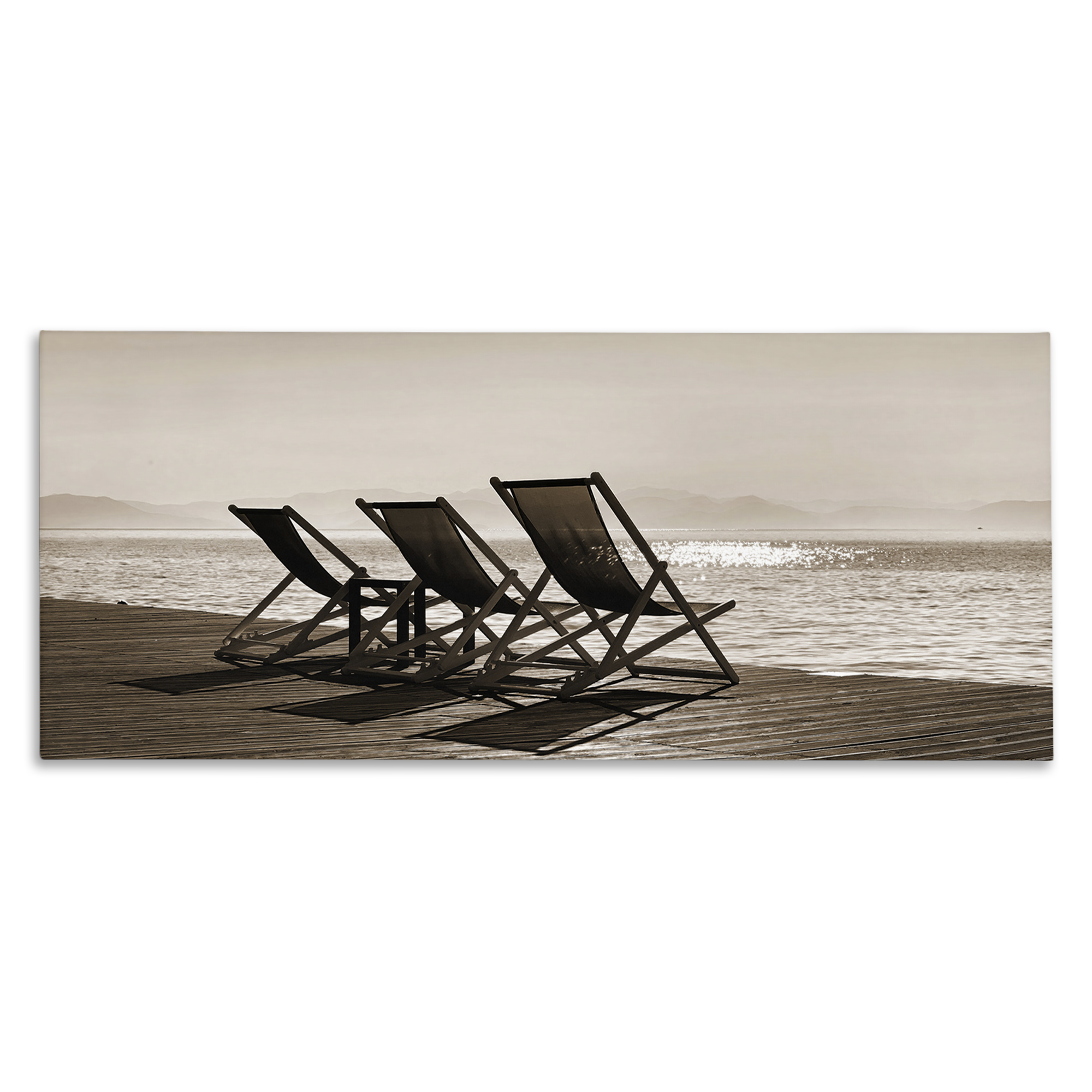 Stupell Industries On Deck Beach Chairs Coastal Photography Gallery Wrapped Canvas Art Print Wall Art, 40 x 17