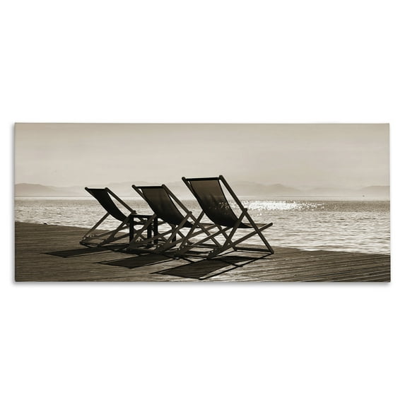 Stupell Industries On Deck Beach Chairs Coastal Photography Gallery Wrapped Canvas Art Print Wall Art, 48 x 20