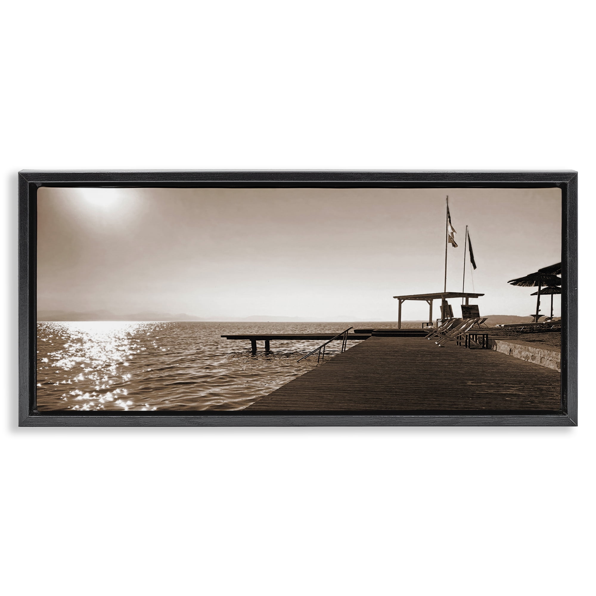 Stupell Industries On Deck Summer Scene Coastal Photography Black Floater Framed Canvas Art Print Wall Art, 31 x 14