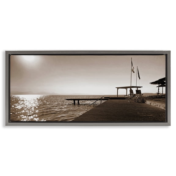 Stupell Industries On Deck Summer Scene Coastal Photography Gray Floater Framed Canvas Art Print Wall Art, 31 x 14