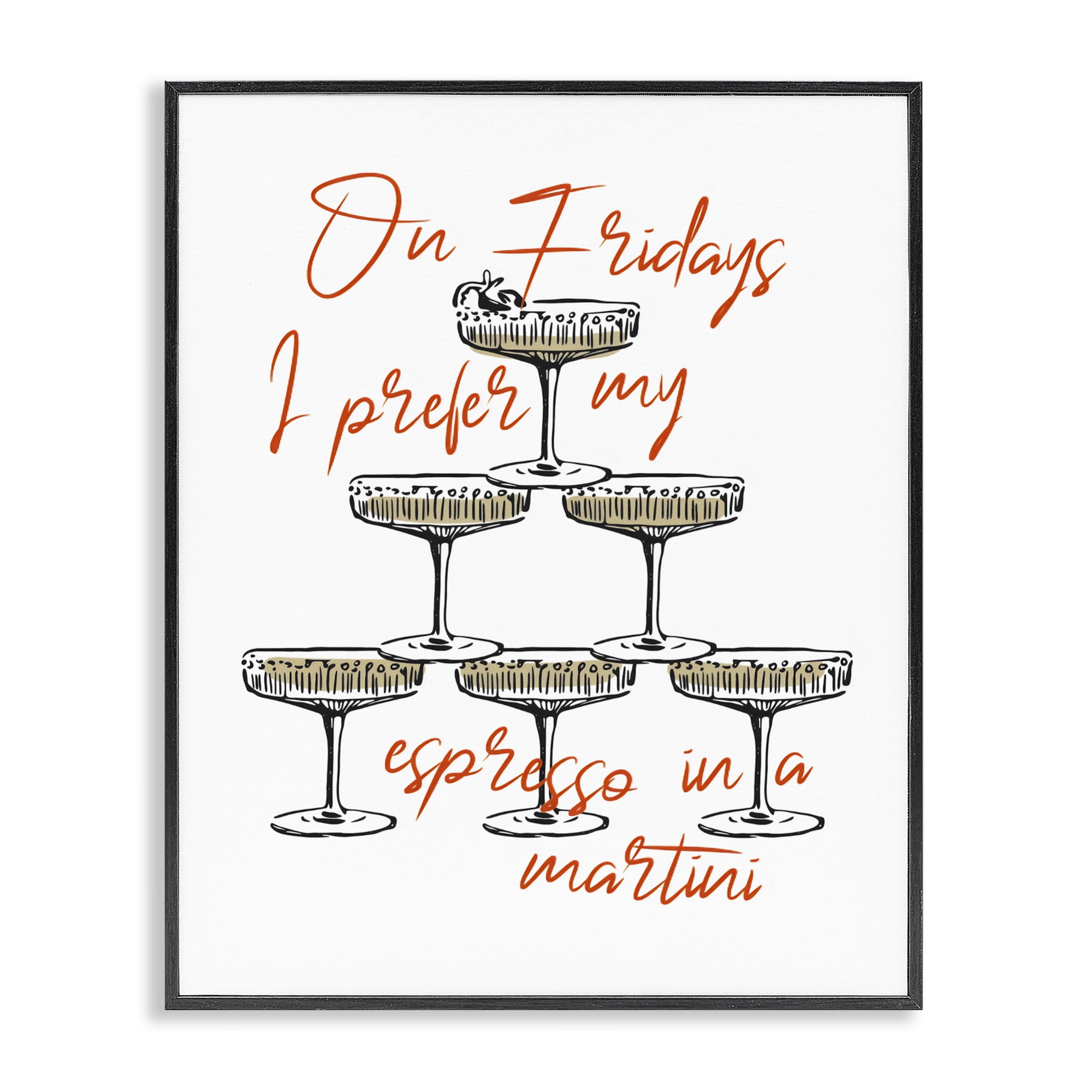 Stupell Industries On Fridays Espresso Martini Black Framed Giclee Art, design by The Prints Vibe