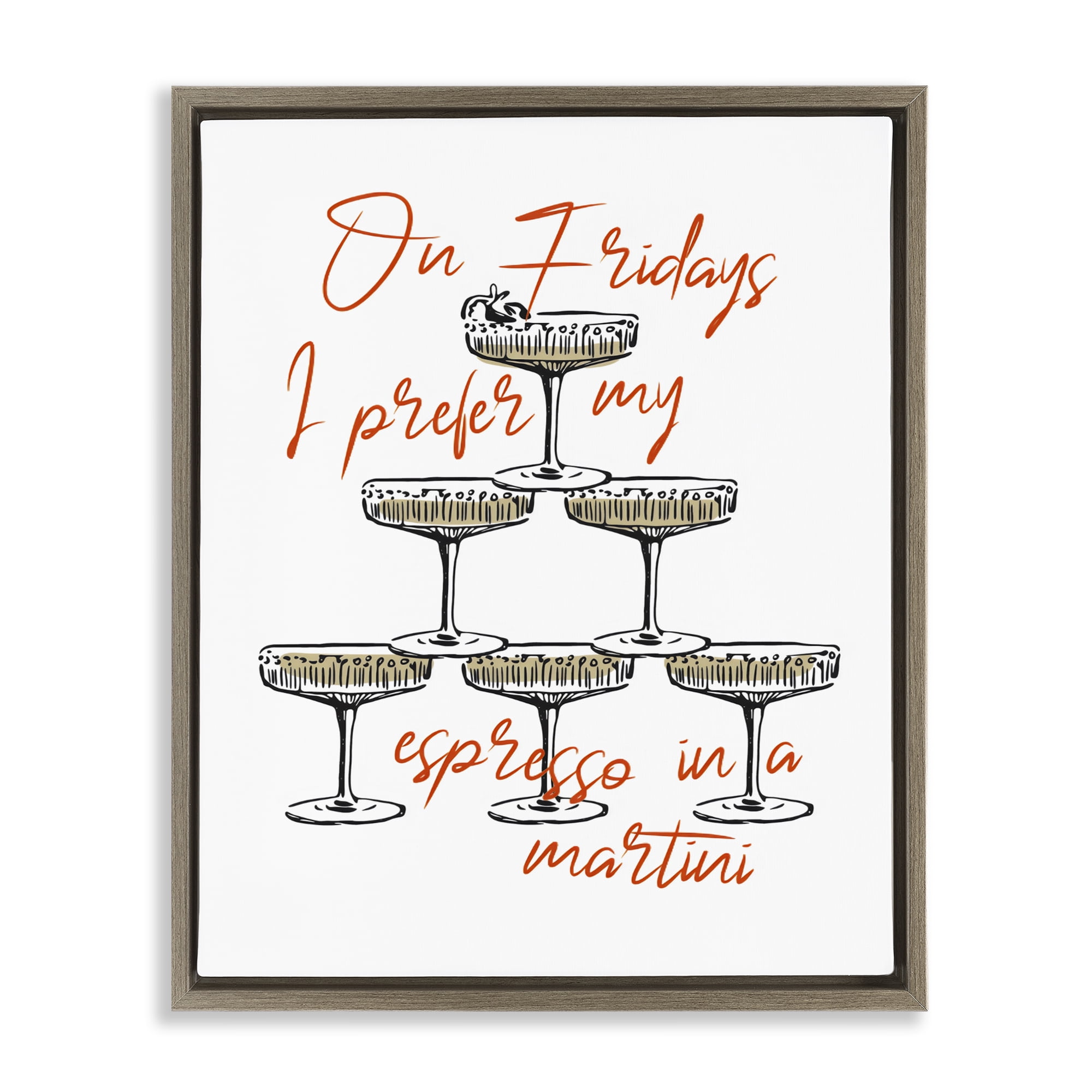 Stupell Industries On Fridays Espresso Martini Brown Framed Floater Canvas Wall Art, design by The Prints Vibe