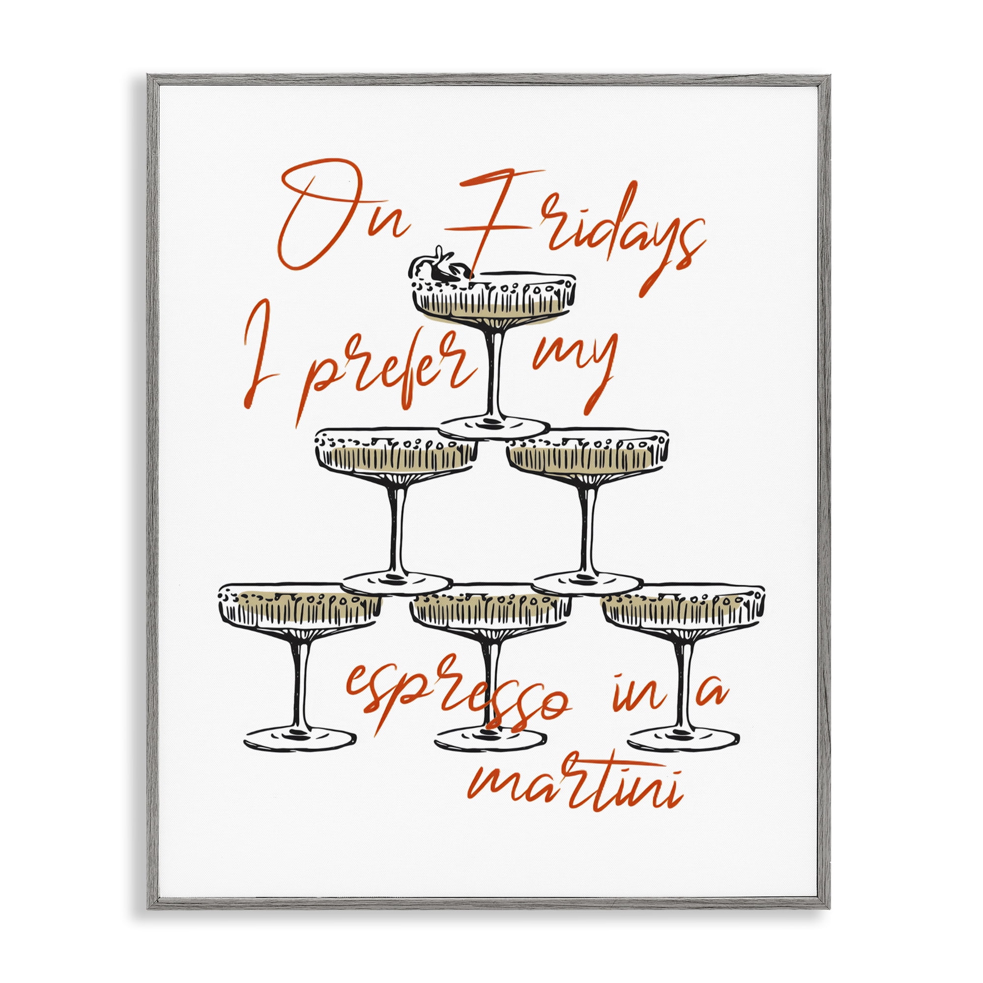 Stupell Industries On Fridays Espresso Martini Gray Framed Giclee Art, design by The Prints Vibe