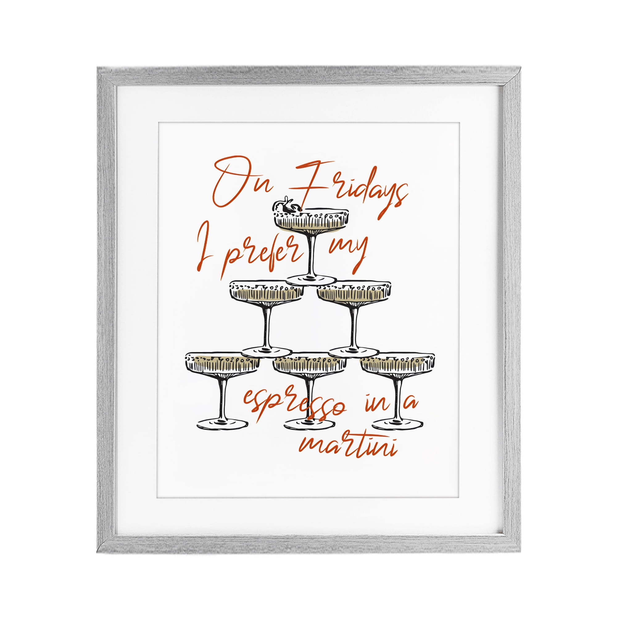 Stupell Industries On Fridays Espresso Martini Gray Framed Print Under Glass, design by The Prints Vibe