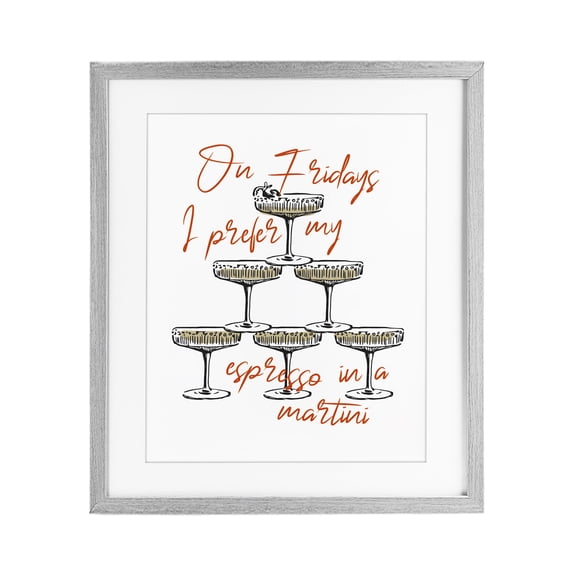Stupell Industries Modern On Fridays Espresso Martini Gray Framed Print Under Glass, 17 x 21, by The Prints Vibe