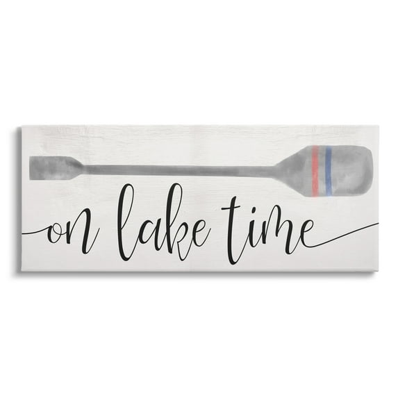 Stupell Industries On Lake Time Boat Oar Phrase Coastal Painting Gallery Wrapped Canvas Print Wall Art