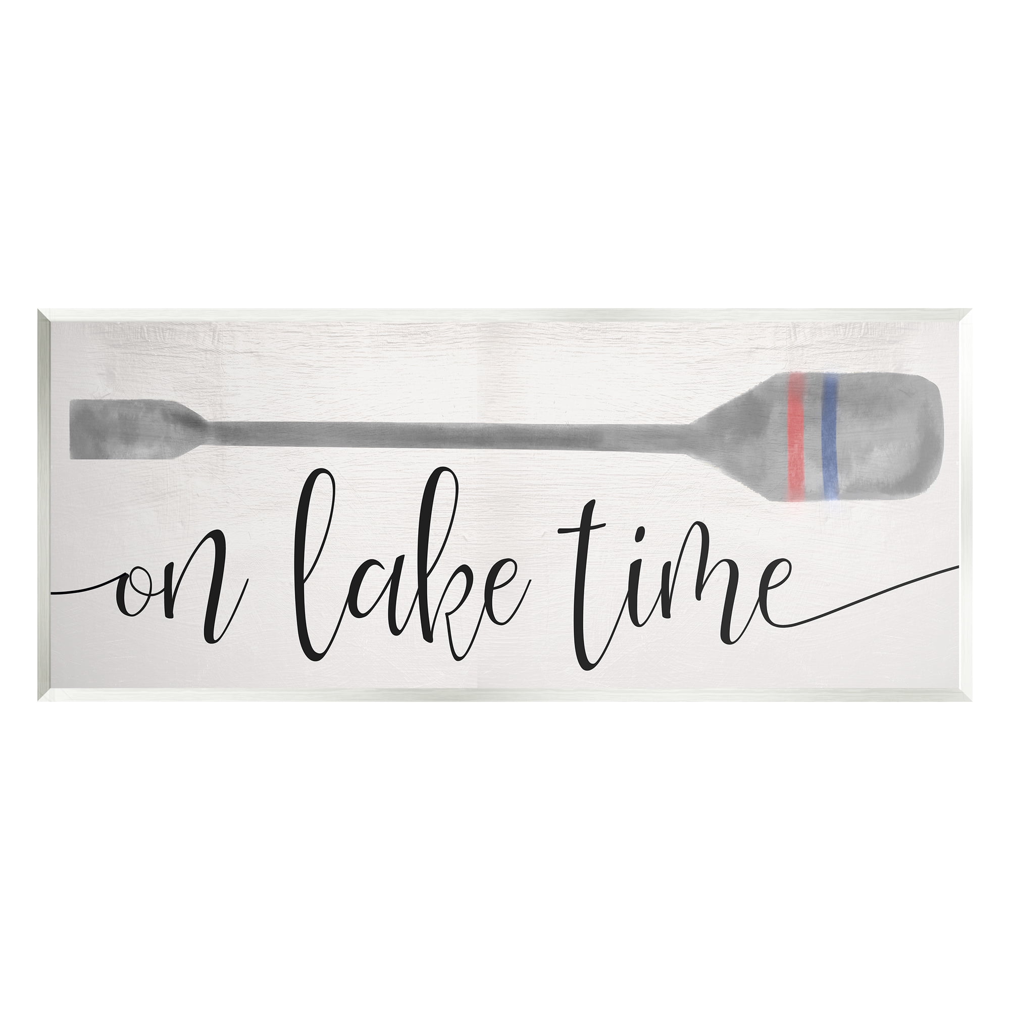 Stupell Industries On Lake Time Boat Oar Phrase Coastal Painting Unframed Art Print Wall Art