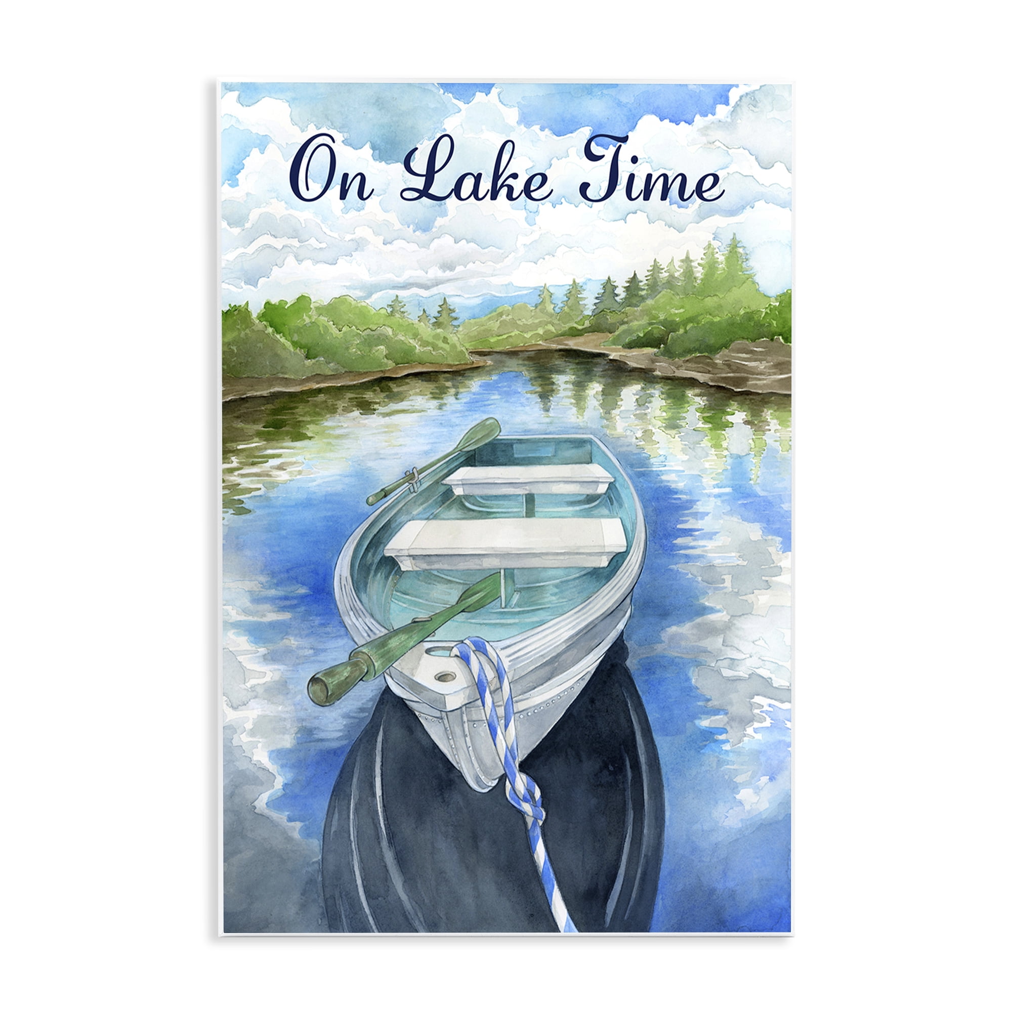 Stupell Industries On Lake Time Canoe Transportation Painting Unframed Art Print Wall Art, 13 x 19