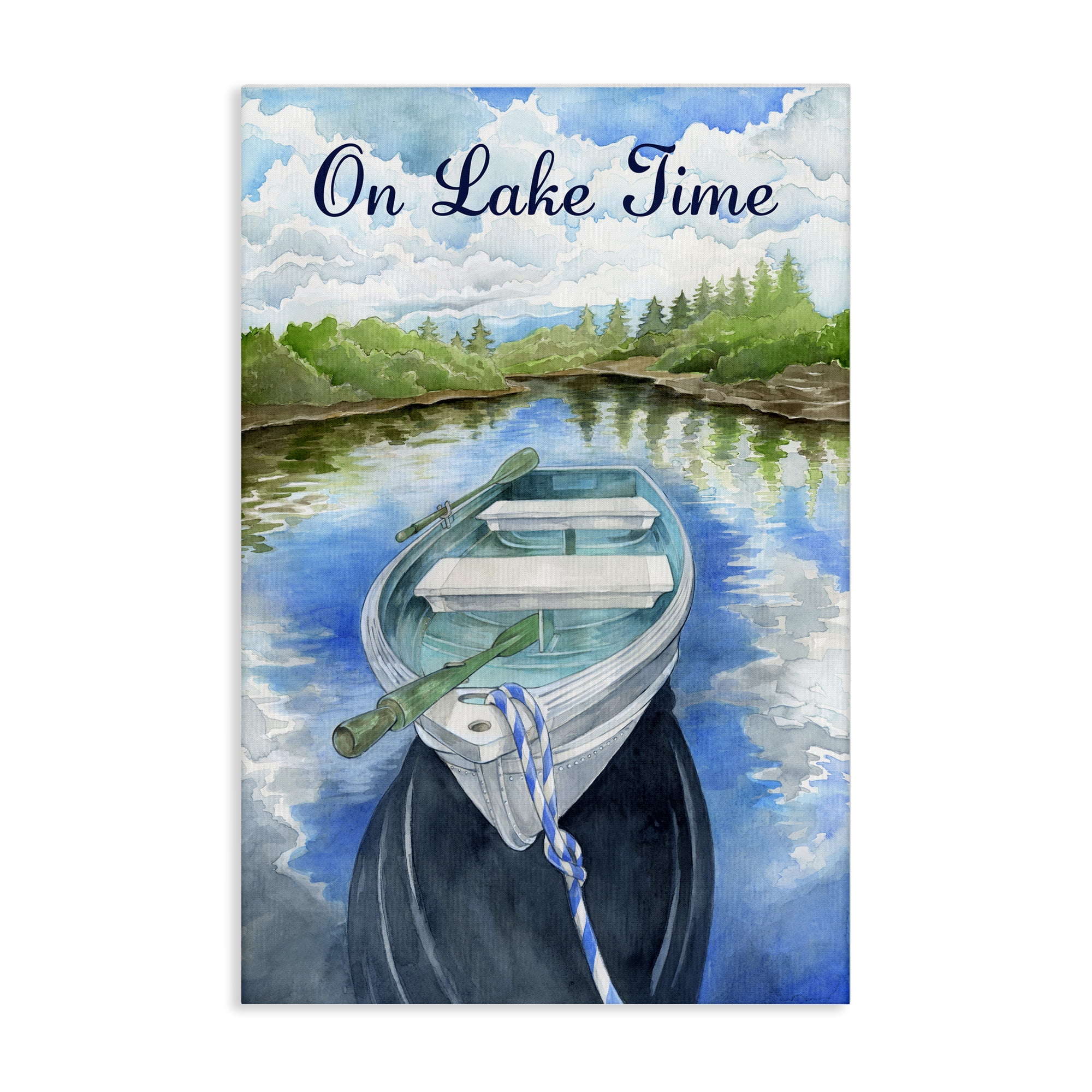 Stupell Industries On Lake Time Canoe Transportation Painting Wrapped Canvas Art Print Wall Art, 16 x 24