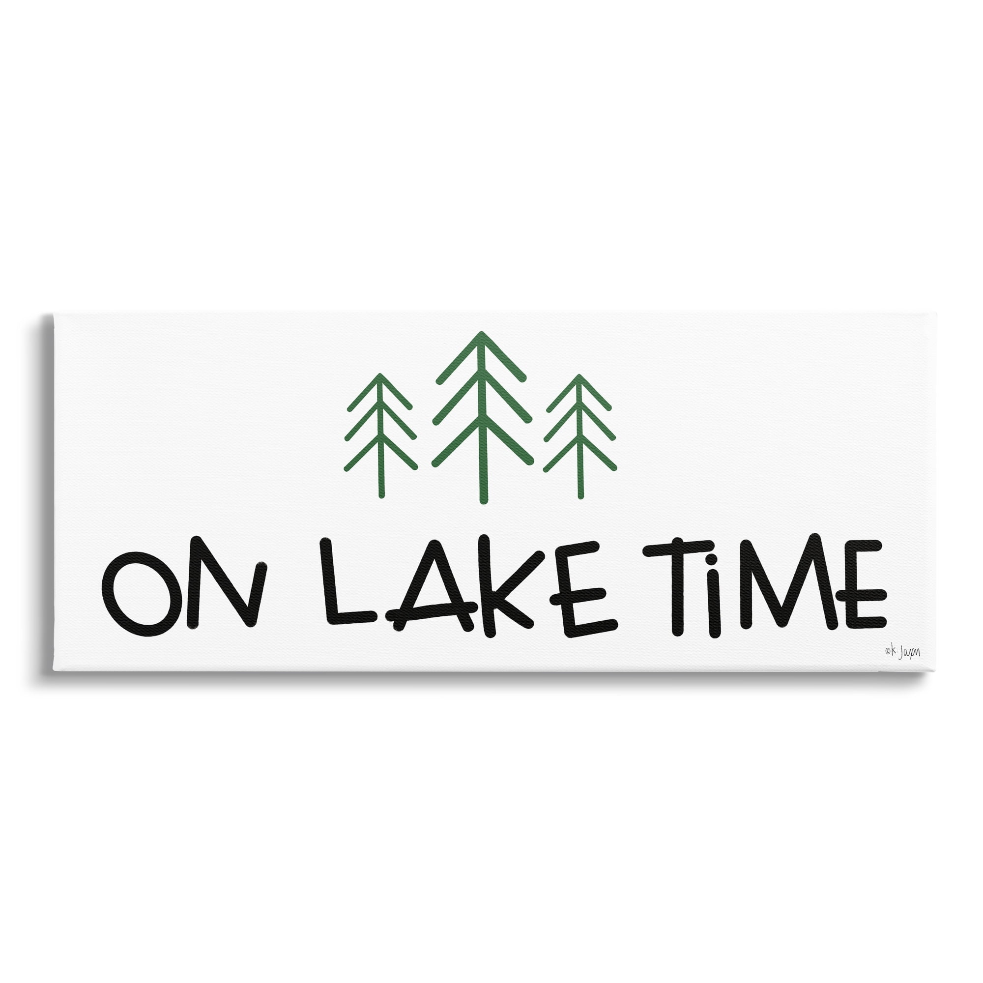 Stupell Industries On Lake Time Phrase Typography Pine Tree Doodle Canvas Wall Art, 24 x 10, Design by Jaxn Blvd.