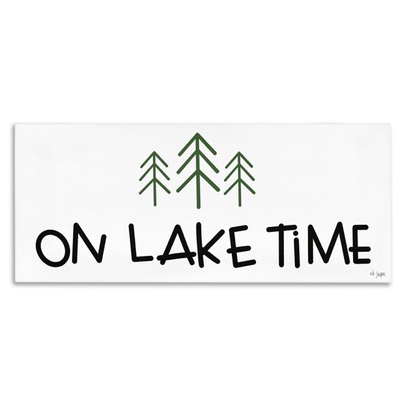 Stupell Industries Coastal On Lake Time Phrase Typography Pine Tree Doodle Canvas Art, 48 x 20, by Jaxn Blvd.