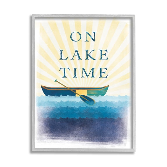 Stupell Industries On Lake Time Relaxing Sun Rays Graphic Art Gray Framed Art Print Wall Art, Design by JJ Design House LLC