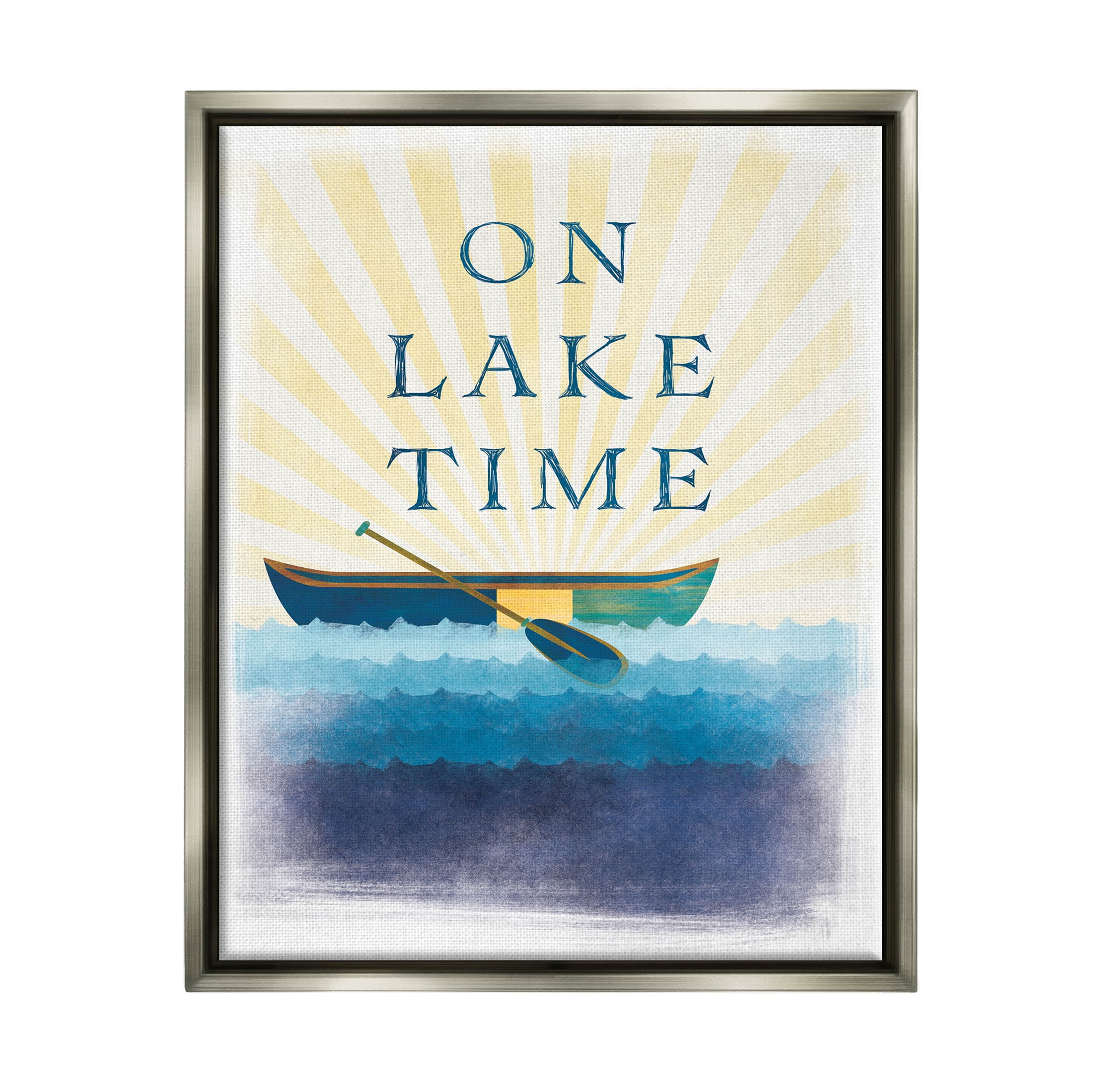 Stupell Industries On Lake Time Relaxing Sun Rays Graphic Art Luster Gray Floating Framed Canvas Print Wall Art, Design by JJ Design House LLC