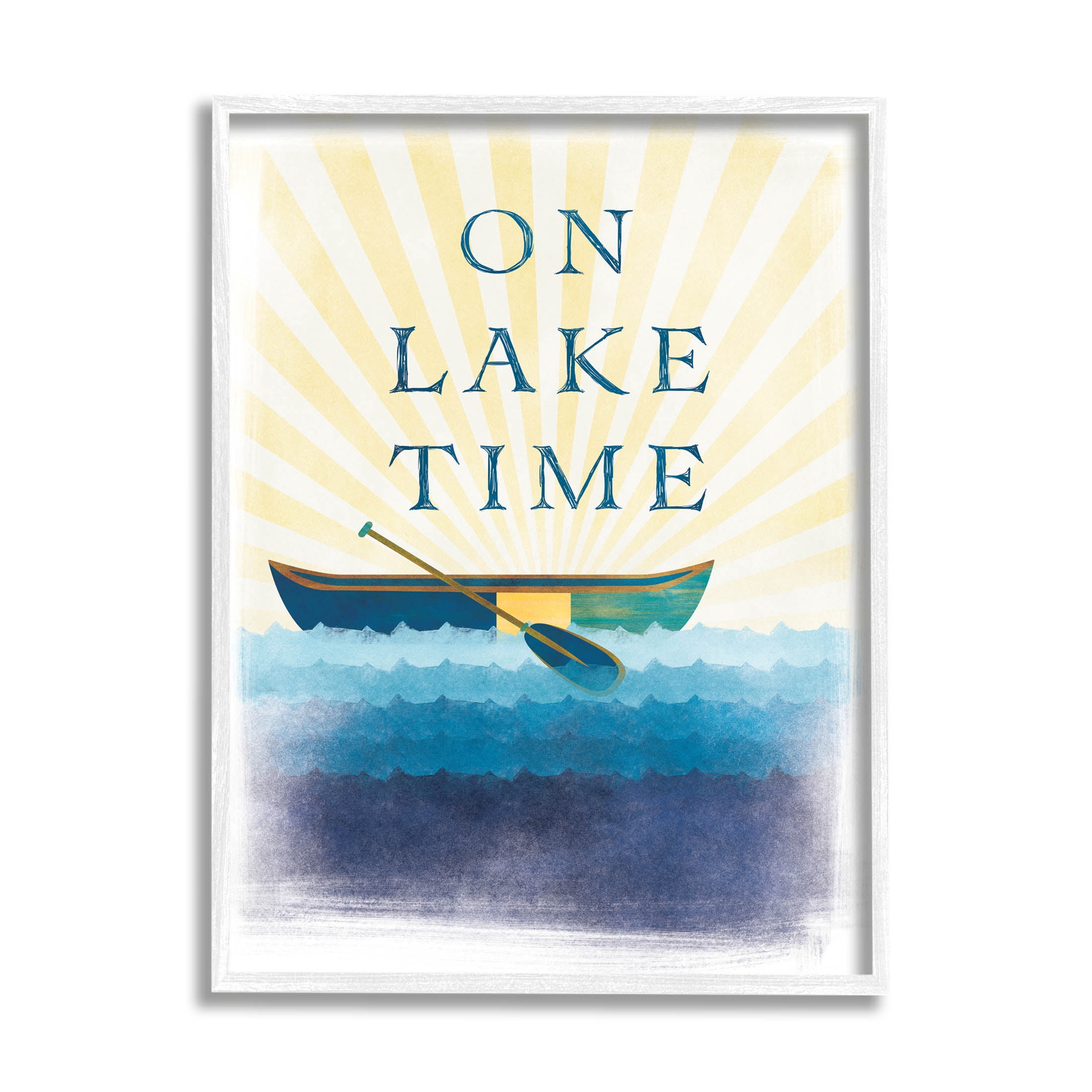 Stupell Industries On Lake Time Relaxing Sun Rays Graphic Art White Framed Art Print Wall Art, Design by JJ Design House LLC