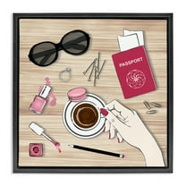 Stupell Industries On My Desk View Beauty & Fashion Painting Black Floater Framed Art Print Wall Art, 18 x 18