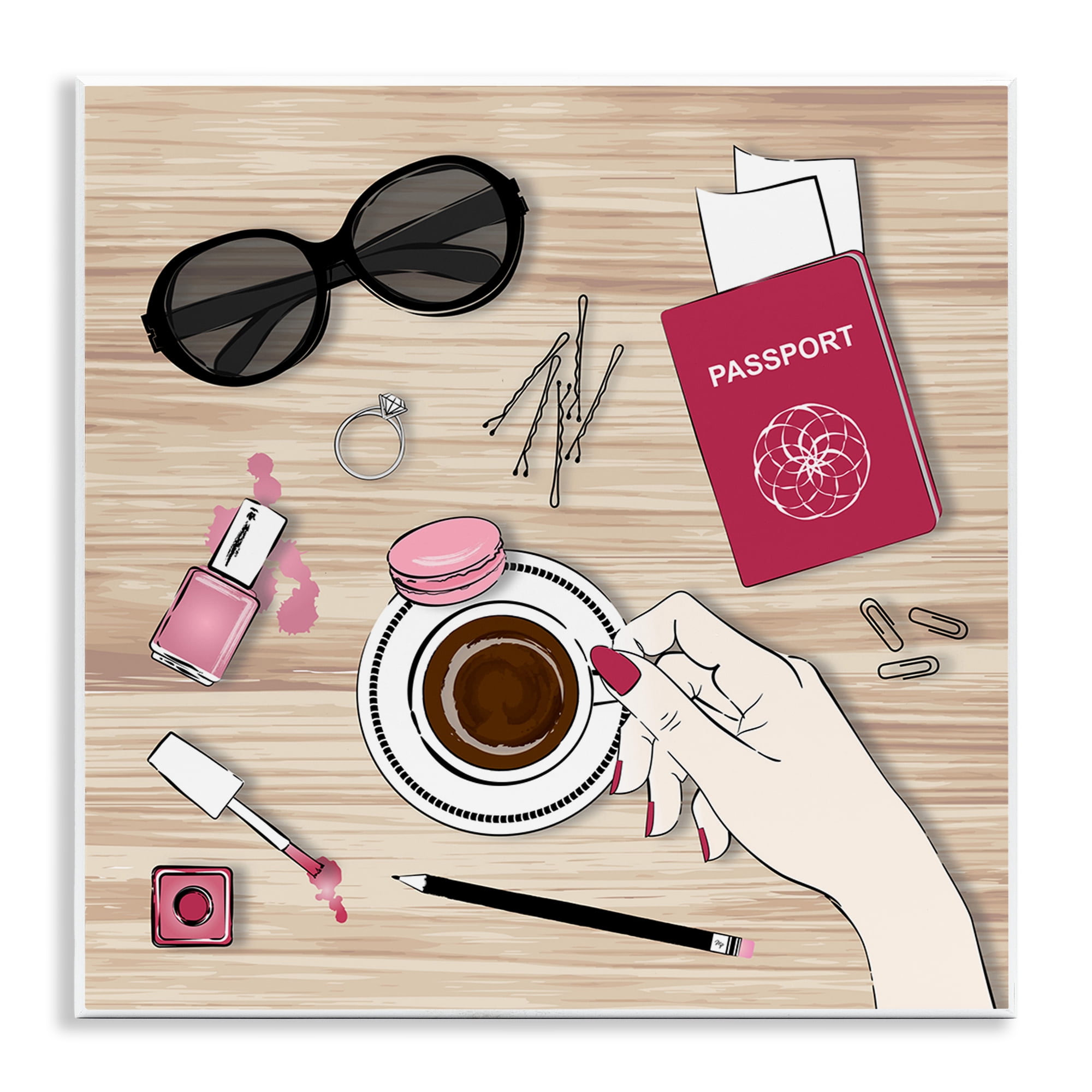 Stupell Industries On My Desk View Beauty & Fashion Painting Unframed Art Print Wall Art, 12 x 12