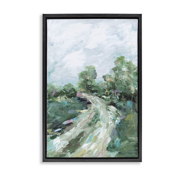 Stupell Industries On My Way Abstract Path Black Framed Floater Canvas Wall Art design by Wani Pasion, 25 x 17