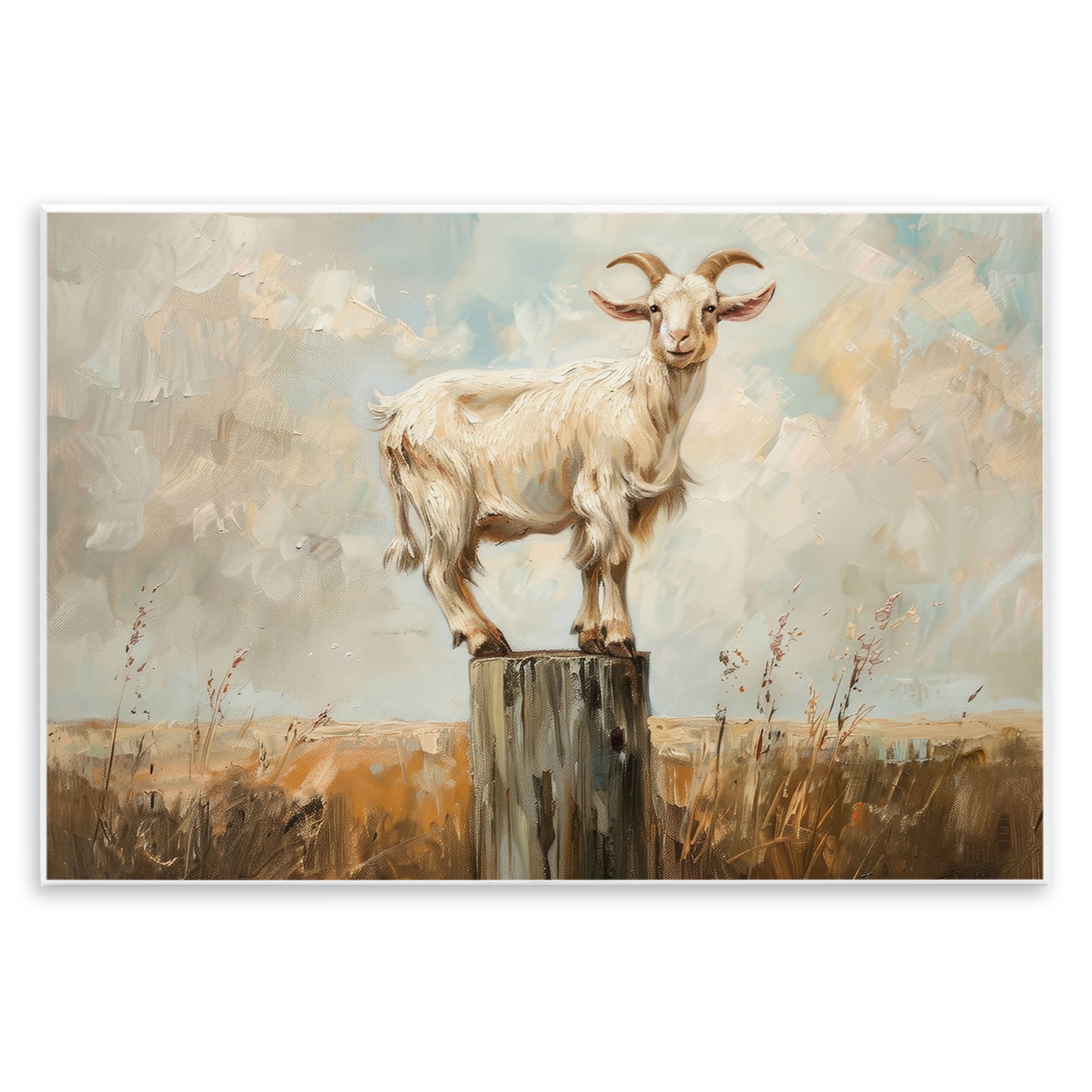 Stupell Industries On The Fence Goat Animals & Insects Painting Unframed Art Print Wall Art, 15 x 10