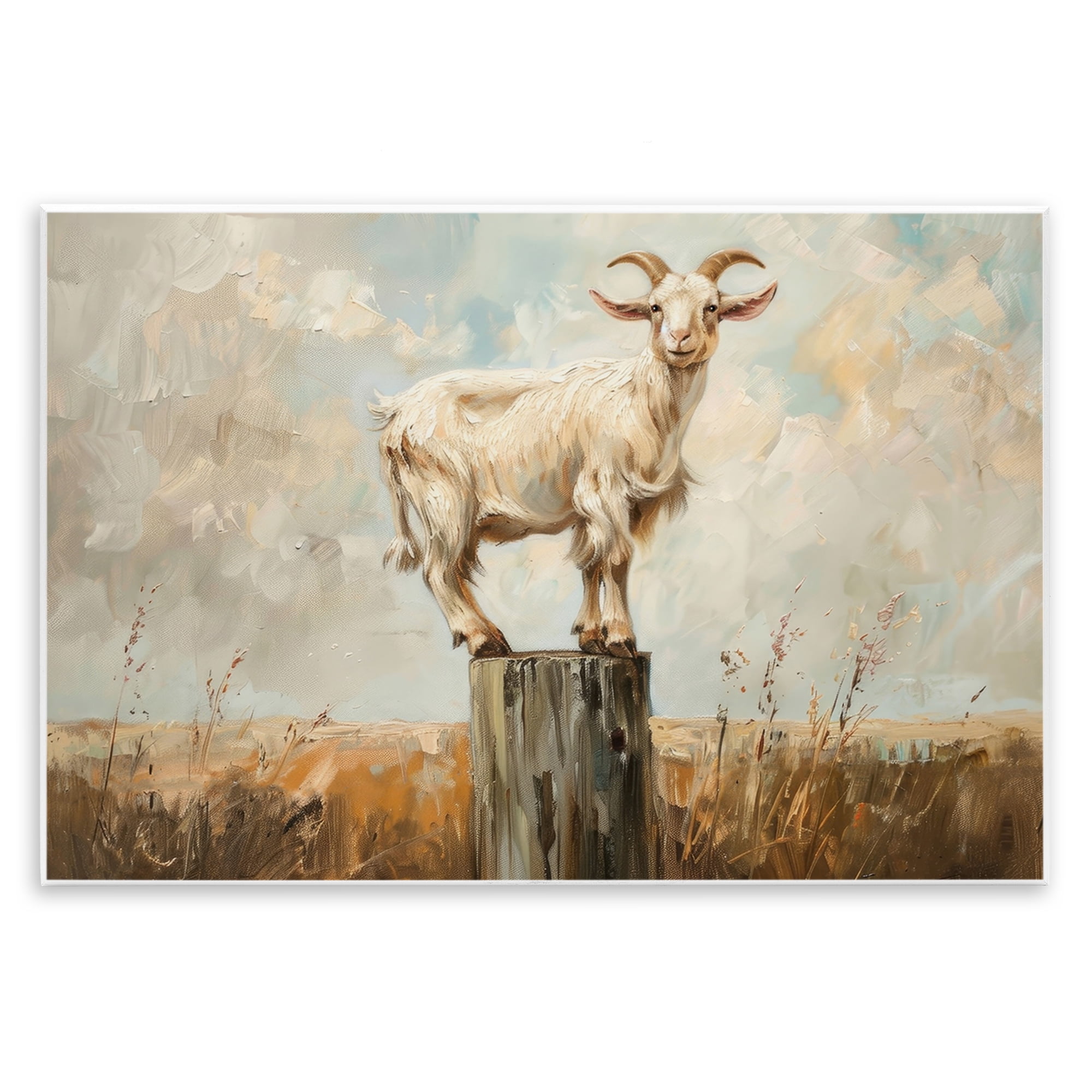 Stupell Industries On The Fence Goat Animals & Insects Painting Unframed Art Print Wall Art, 19 x 13