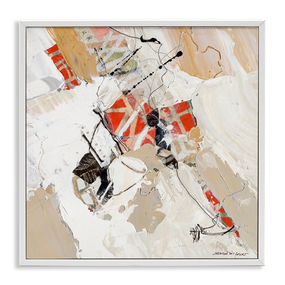 Stupell Industries On The Fly Abstraction Abstract Painting White Framed Art Print Wall Art, 12 x 12