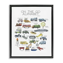 Stupell Industries On The Go Transportation Alphabet Art for Kids Painting Black Floater Framed Canvas Art Print Wall Art, 17 x 21