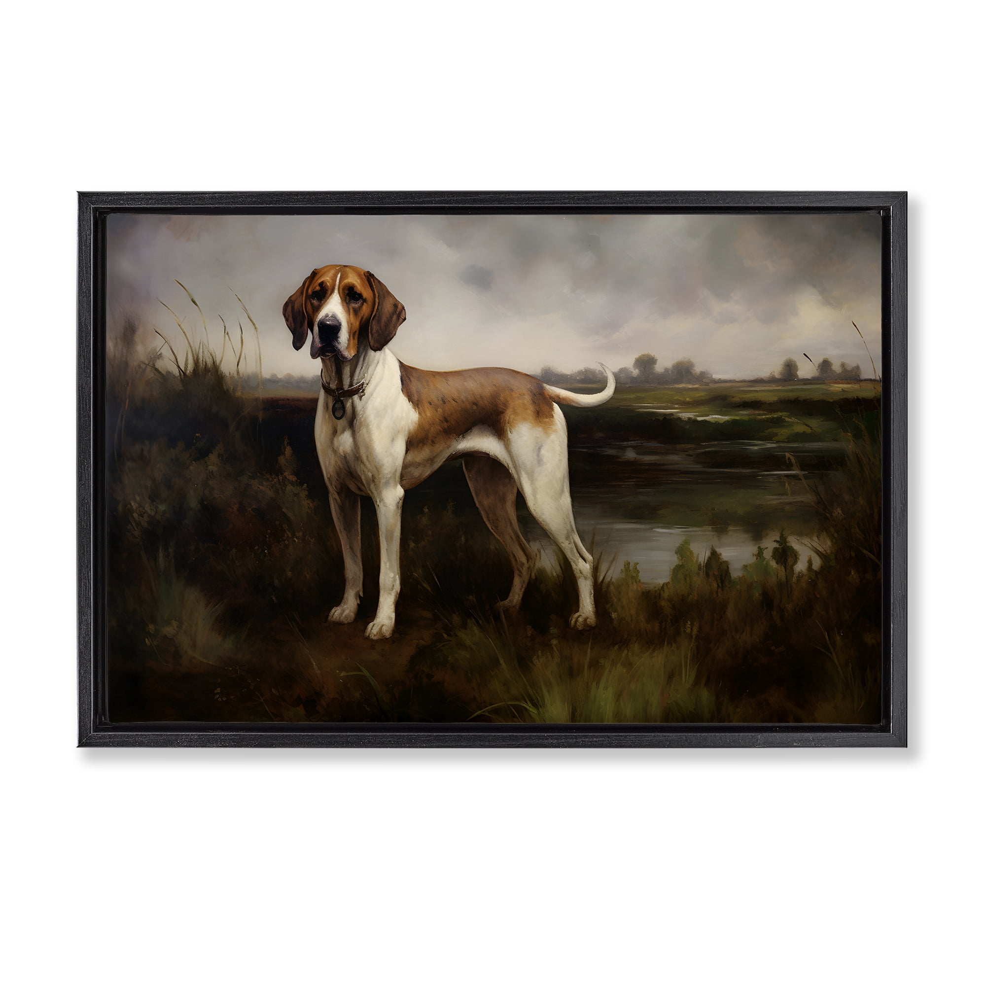 Stupell Industries On The Hunt Landscape Landscape Painting Black Floater Framed Canvas Art Print Wall Art, 25 x 17