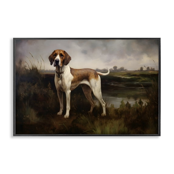Stupell Industries On The Hunt Landscape Landscape Painting Black Framed Art Print Wall Art, 30 x 20