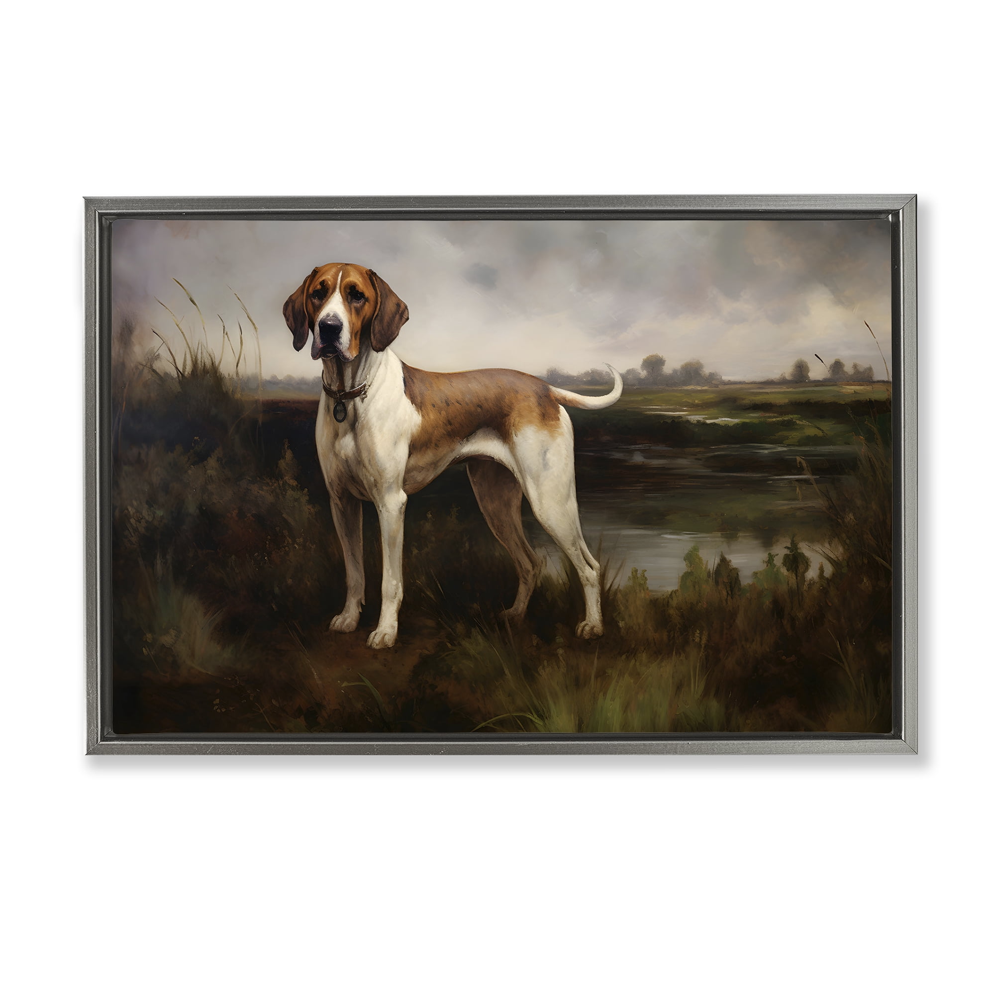 Stupell Industries On The Hunt Landscape Landscape Painting Gray Floater Framed Canvas Art Print Wall Art, 31 x 21