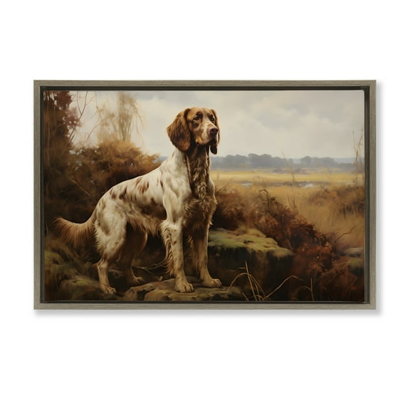 Stupell Industries On The Hunt Scenery Landscape Painting Brown Floater Framed Canvas Art Print Wall Art, 31 x 21