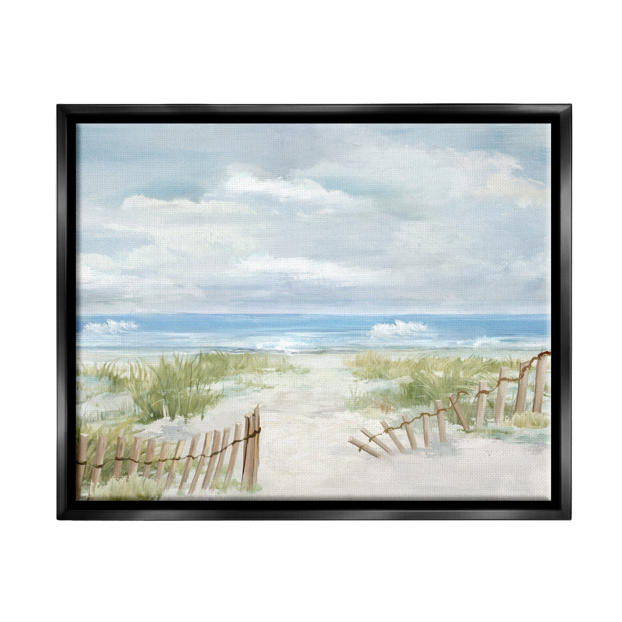 Stupell Industries On The Island Landscape Landscape Painting Black Floater Framed Canvas Art Print Wall Art, 31 x 25