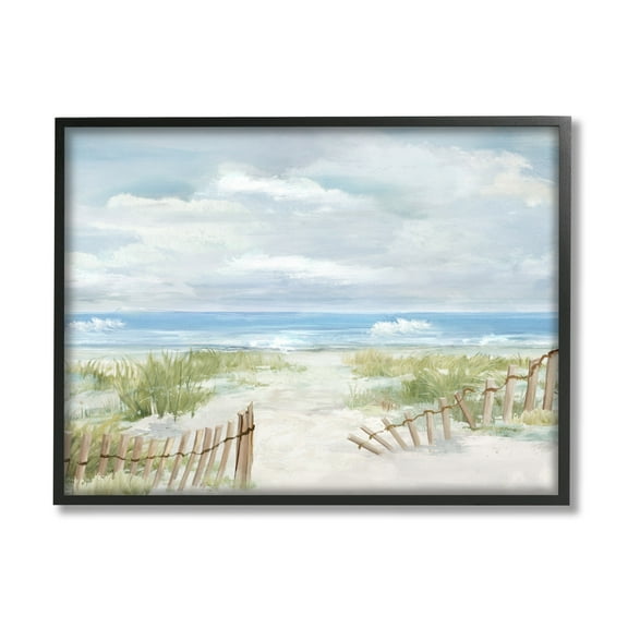 Stupell Industries On The Island Landscape Landscape Painting Black Framed Art Print Wall Art, 14 x 11