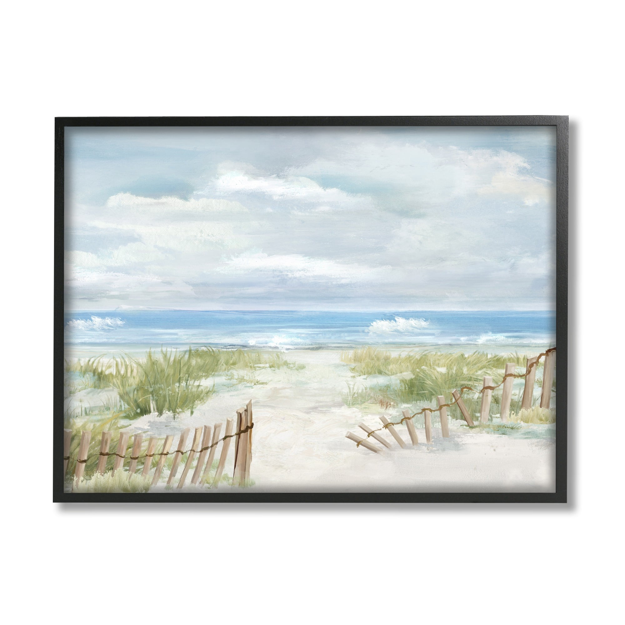 Stupell Industries On The Island Landscape Landscape Painting Black Framed Art Print Wall Art, 30 x 24