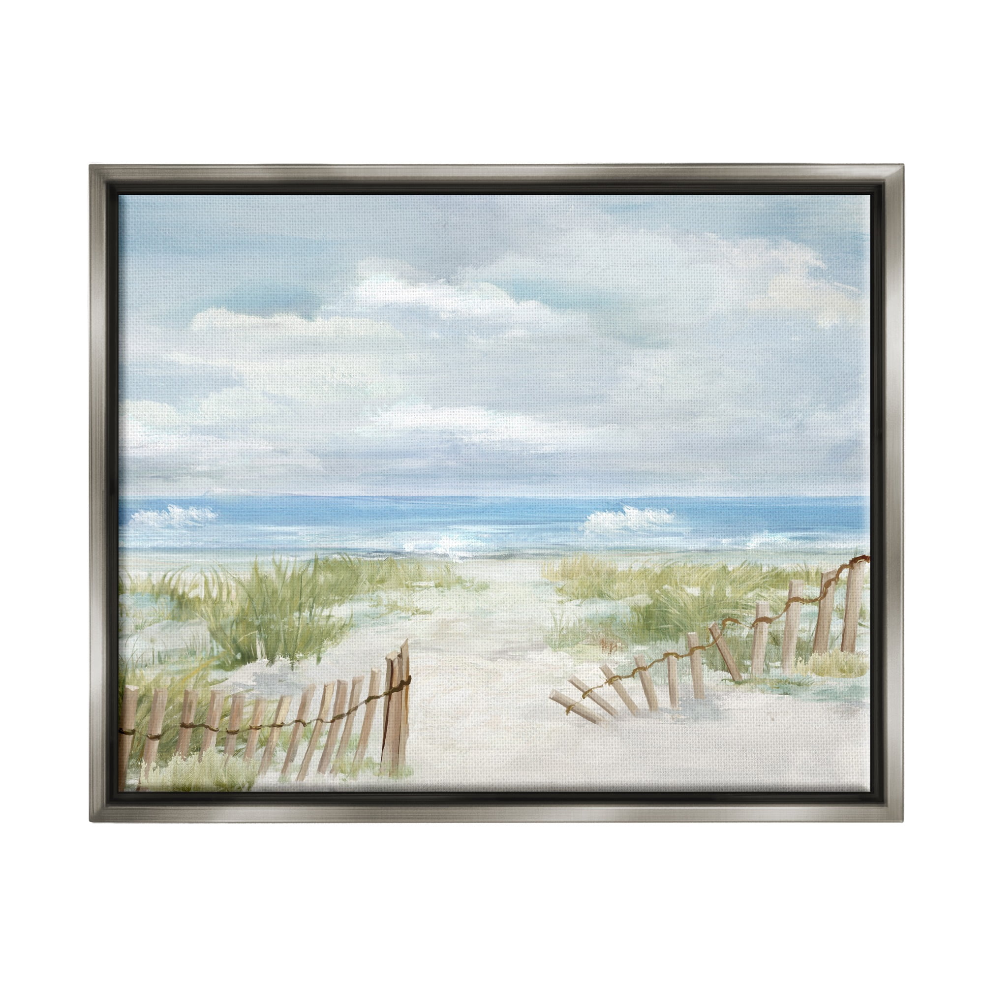 Stupell Industries On The Island Landscape Landscape Painting Gray Floater Framed Canvas Art Print Wall Art, 31 x 25