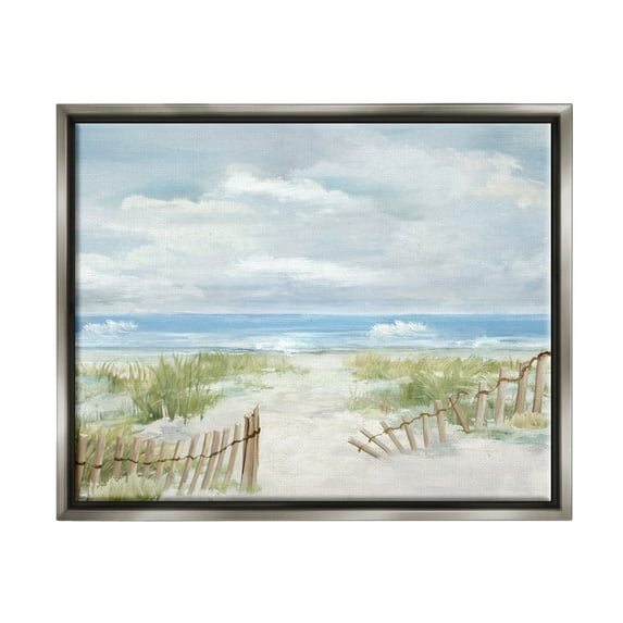 Stupell Industries On The Island Landscape Landscape Painting Gray Floater Framed Canvas Art Print Wall Art, 31 x 25
