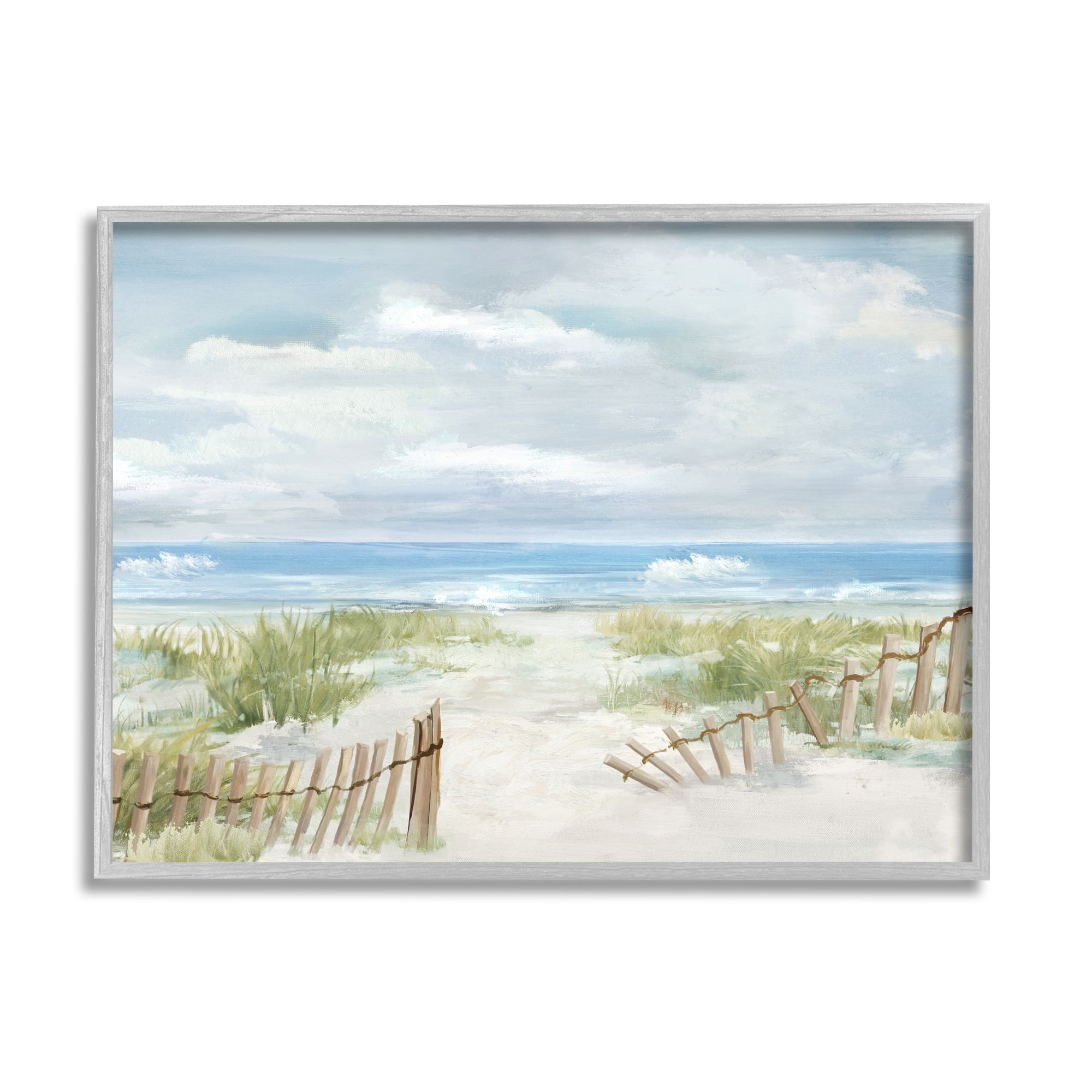 Stupell Industries On The Island Landscape Landscape Painting Gray Framed Art Print Wall Art, 14 x 11
