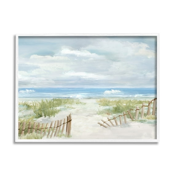 Stupell Industries On The Island Landscape Landscape Painting White Framed Art Print Wall Art, 30 x 24