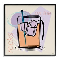 Stupell Industries On The Rocks Drink Food & Beverage Painting Black Framed Art Print Wall Art, 12 x 12
