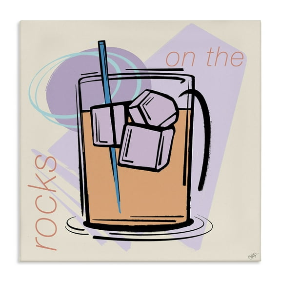 Stupell Industries On The Rocks Drink Food & Beverage Painting Wrapped Canvas Art Print Wall Art, 17 x 17