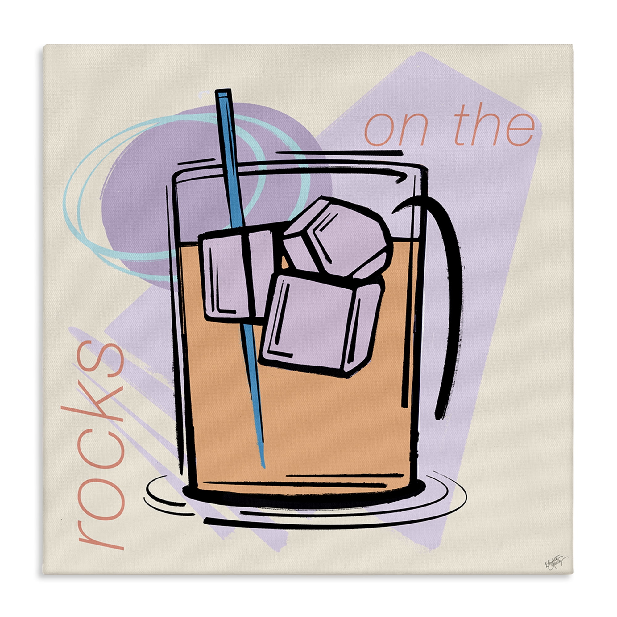 Stupell Industries On The Rocks Drink Food & Beverage Painting Wrapped Canvas Art Print Wall Art, 24 x 24