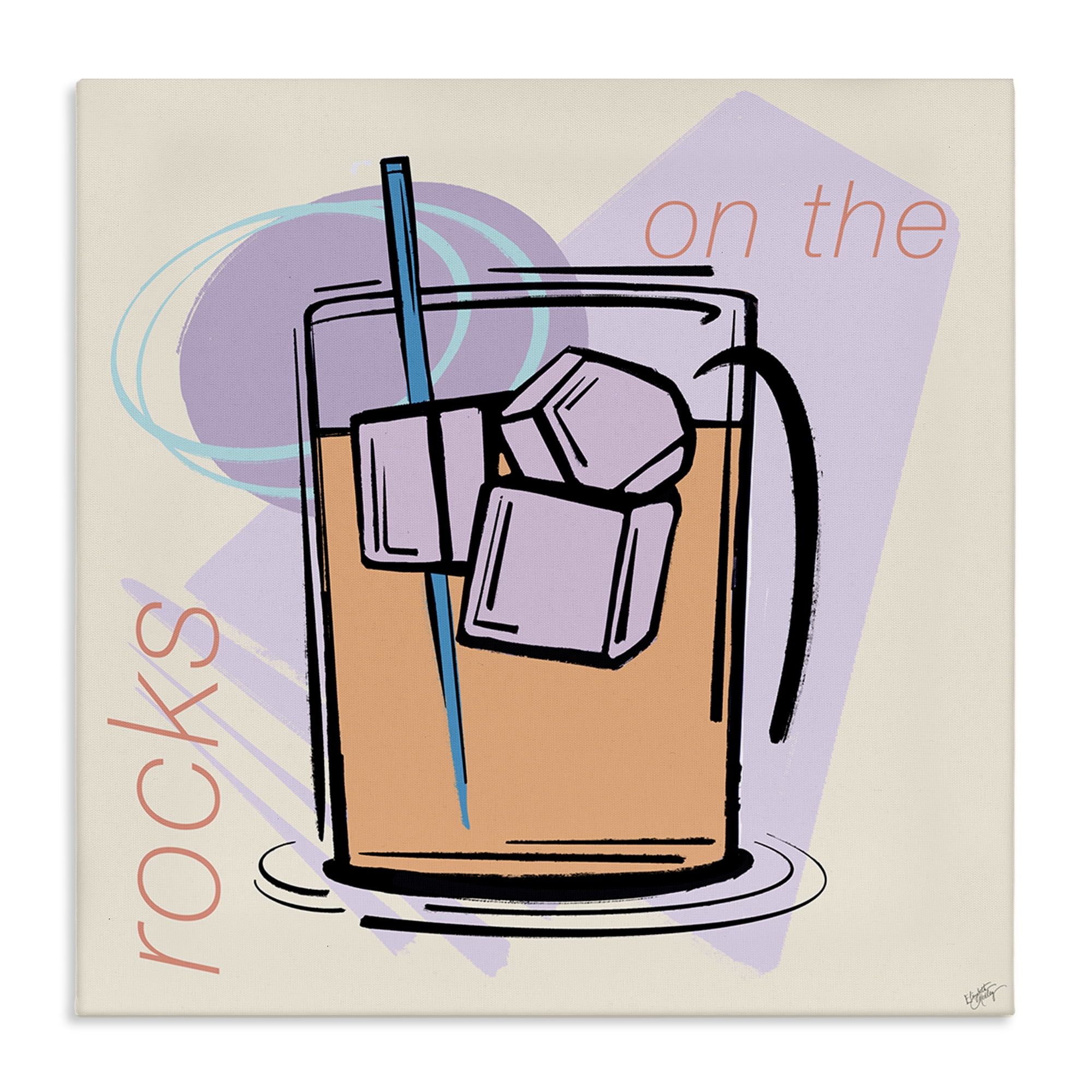 Stupell Industries On The Rocks Drink Food & Beverage Painting Wrapped Canvas Art Print Wall Art, 30 x 30