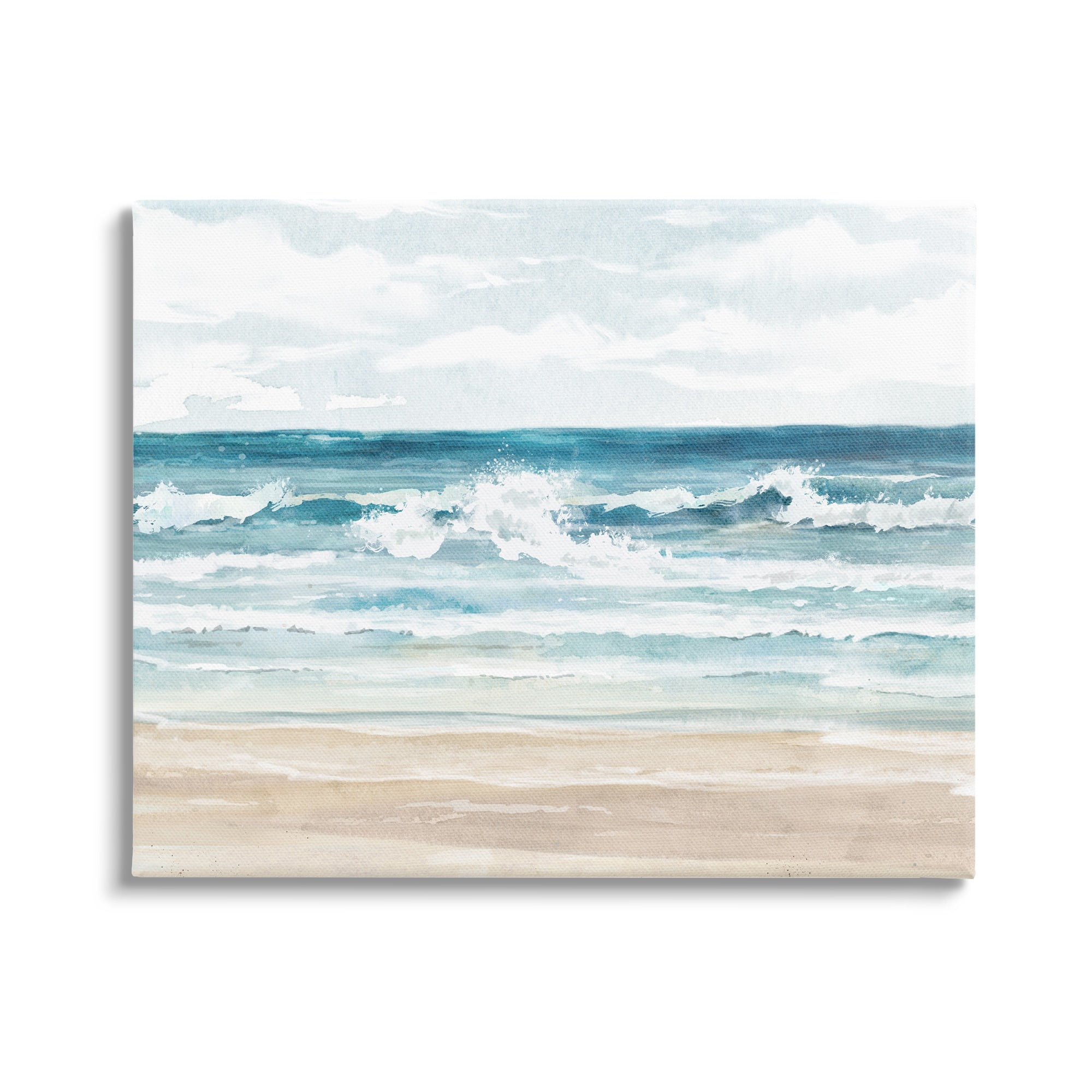 Stupell Industries On The Shore Beach Waves Landscape Painting Gallery Wrapped Canvas Art Print Wall Art, 40 x 30